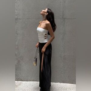 Meshki | Brooklyn Two Tone Strapless Maxi Dress - Black